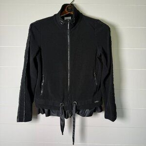 Airfield Long Sleeve Full Zip Black Jacket with Black Satin Trim Size 34/XS